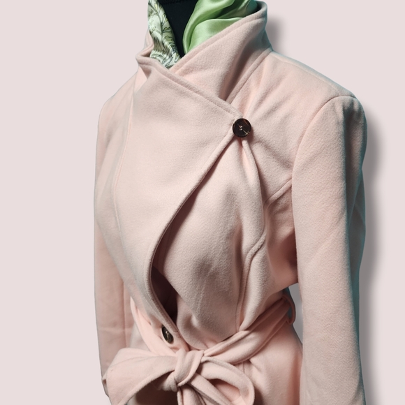 NWOT Allegra K Women's Classic Stand Collar Long Sleeve Winter Belted Long Coat - Picture 12 of 16